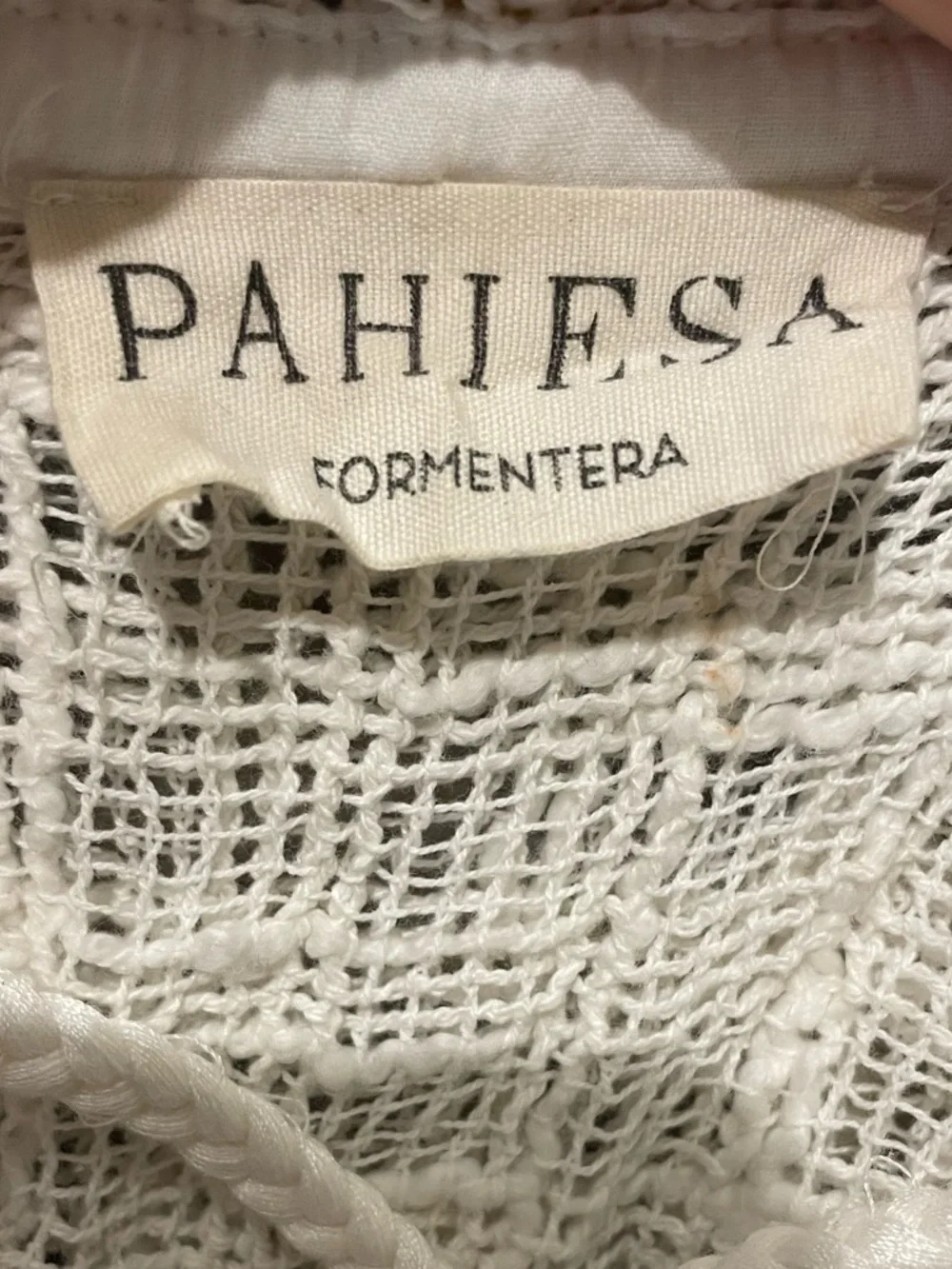 PAHIESA Formentera Boho Crochet Gauze Tie Front Top Open Back Fringe - Picture 9 of 9